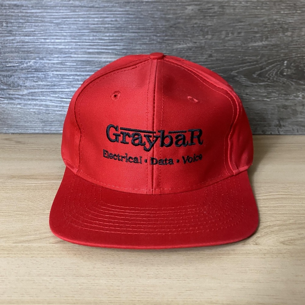 Vintage Graybar Hat Cap Snap Back Red Electrical Data Voice Promo Mens